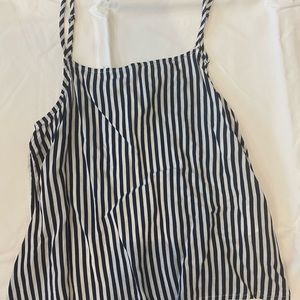 women’s blue and white striped tank